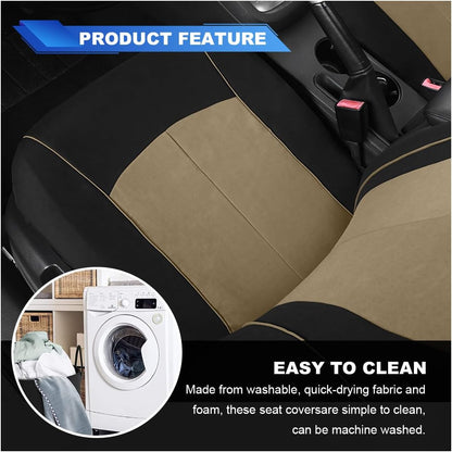 ZIMISI 4PCS Car Front Seat Covers, Comfort Breathable Vehicle Seat Protector Cover, Universal Automotive Interior Accessories for Car, SUV, Truck (Grey/Black)