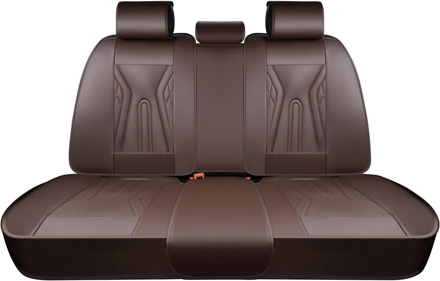 Huidasource Coffee Seat Covers Full Set, Universal Fit for Most Cars Trucks SUV, Full Coverage Leather Seat Cover, Airbag, Cupholder Compatible, Velcro Adjustable, Heaating/Cooling Function Retain