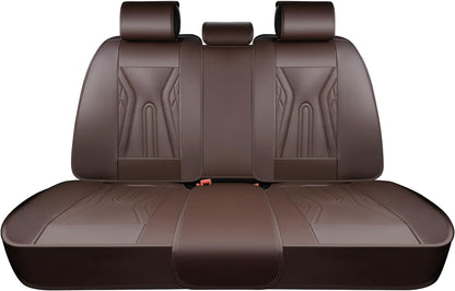 Huidasource Coffee Seat Covers Full Set, Universal Fit for Most Cars Trucks SUV, Full Coverage Leather Seat Cover, Airbag, Cupholder Compatible, Velcro Adjustable, Heaating/Cooling Function Retain