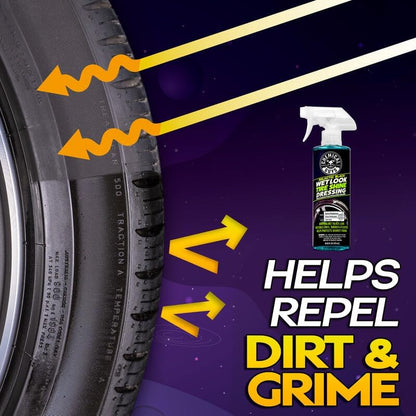 Chemical Guys Galactic Black Wet Look Tire Shine Dressing, for a Whole New Level of Shine and Depth of Black, Safe for Cars, Trucks, Motorcycles, RVs & More, 128 fl oz - TVD118