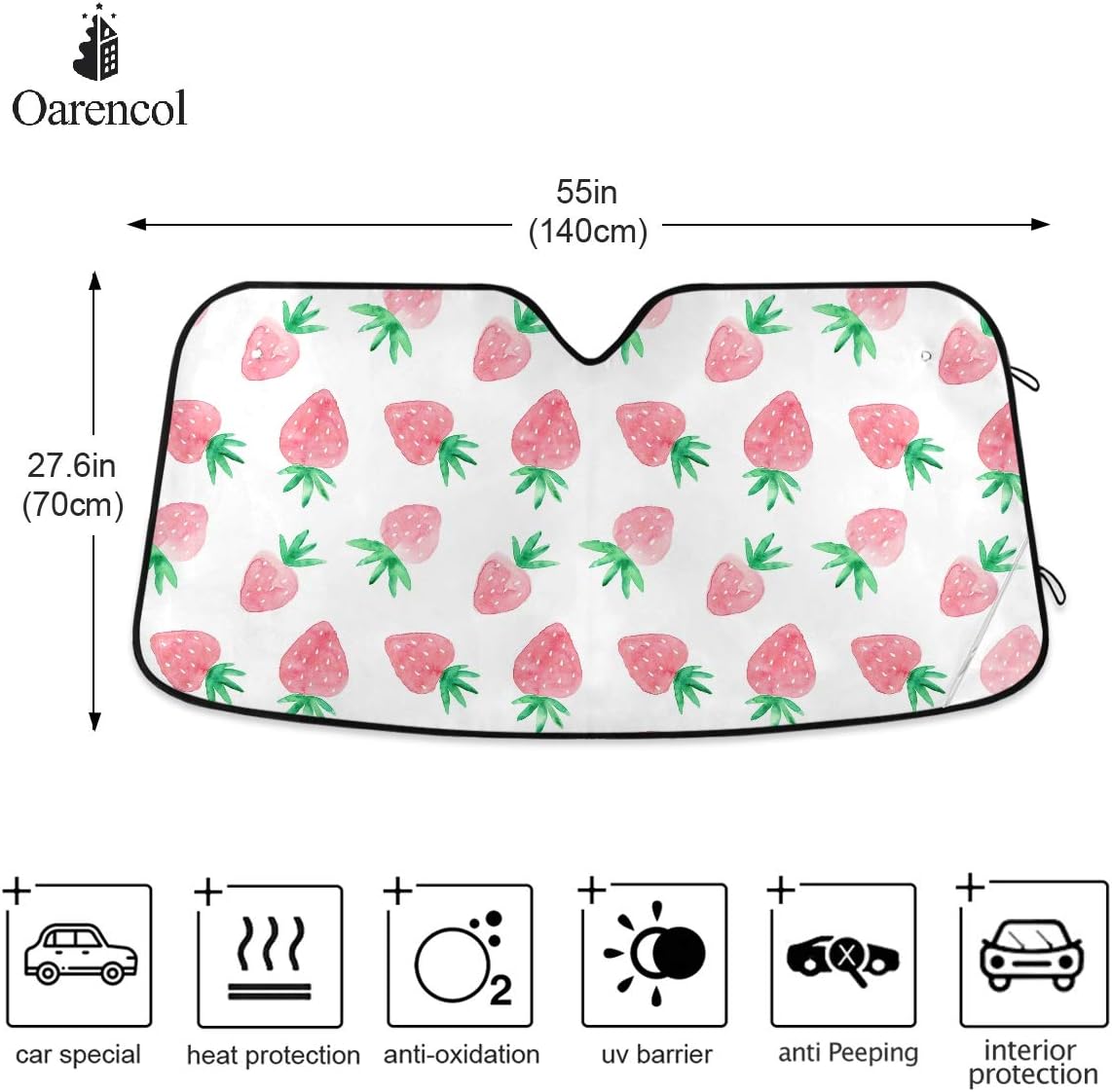 Black Leopard Car Windshield Sun Shade Animal Skin Print Foldable UV Ray Sun Visor Protector Sunshade to Keep Your Vehicle Cool (51" x 27.6")