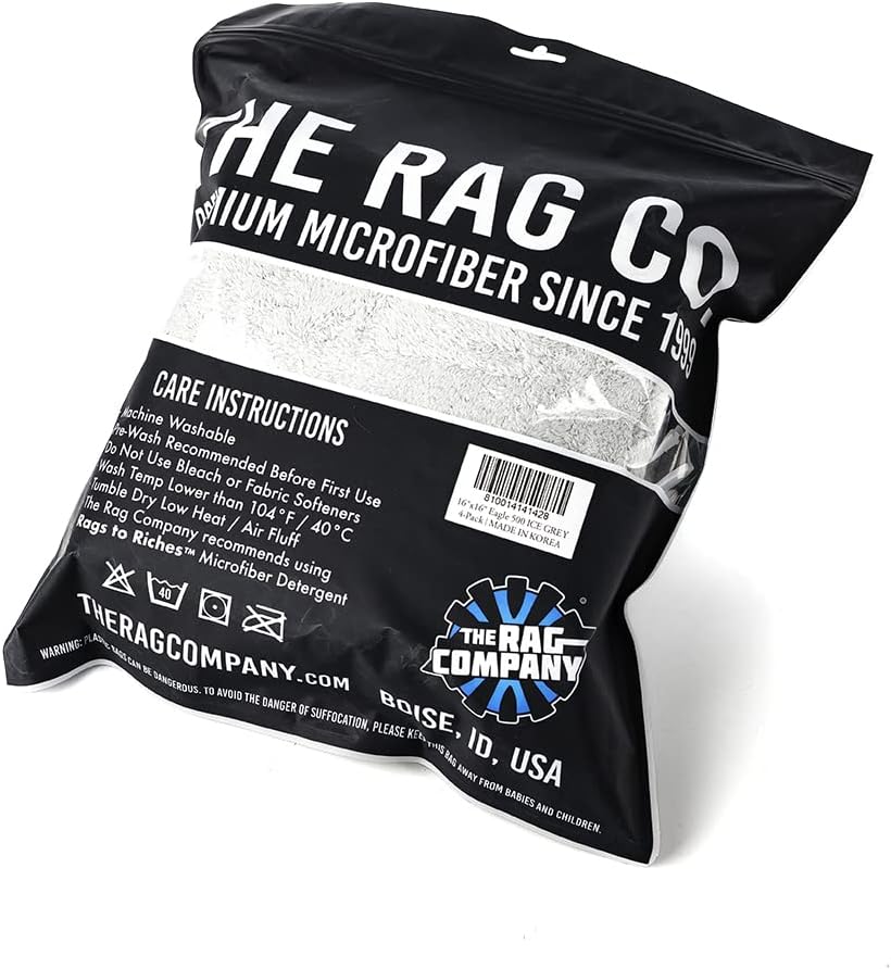 The Rag Company - Eagle Edgeless 500 (4-Pack) Professional Korean 70/30 Blend Super Plush Microfiber Detailing Towels, 500GSM, 16in x 16in, Blue