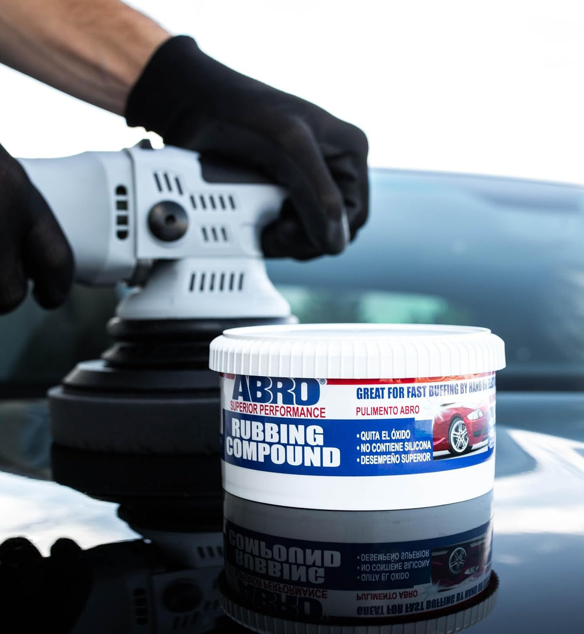 ABRO Polishing Compound 10 oz — Fine Cut Car Polish & Scratch Remover for Vehicles, Oxidized Paint, Swirl Marks, Scuffs, Dull Finish, Buffing & High-Gloss Auto Detailing
