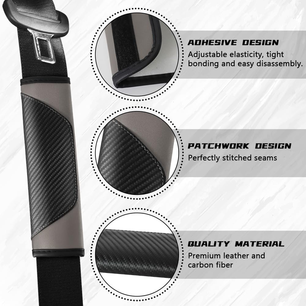 2PCS Car Seat Belt Cover Pad, Soft Carbon Fiber Leather Seatbelt Shoulder Protector for a More Comfortable Driving, Universal Safety Belt Strap Cover to Protect Your Neck (Blue)