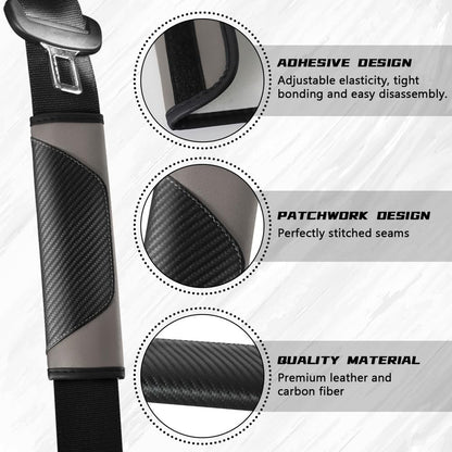 2PCS Car Seat Belt Cover Pad, Soft Carbon Fiber Leather Seatbelt Shoulder Protector for a More Comfortable Driving, Universal Safety Belt Strap Cover to Protect Your Neck (Blue)