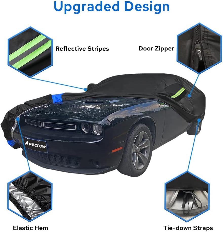 Avecrew Car Cover Waterproof All Weather for Automobiles, Outdoor Heavy Duty Full Exterior Covers for Sedan(194"-208")