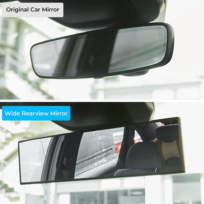 JOYTUTUS Panoramic Rear View Mirror, 12 Inch Wide Angle Clip On Mirror, Universal Car Interior Accessories, Convex Interior Mirror Reduces Blind Spot, Clear Vision Fits Car SUV Trucks