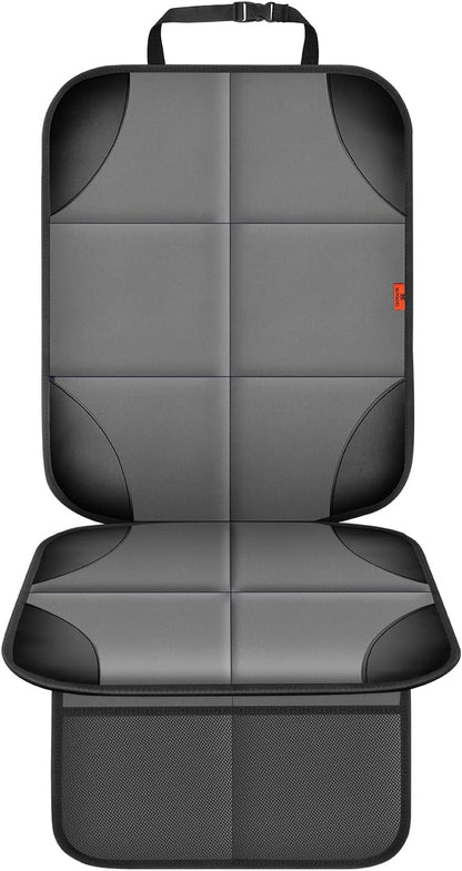 XHYANG Car Seat Protector 1 Pack Car Seat Cushion Mat Thickest Padding,Waterproof 600D Fabric Car Seat Covers for Non-Slip Backing Mesh Pockets for Baby and Pet (Black, 1 Pc)