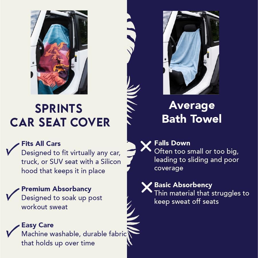 Sprints Athletic Running Towel, Full-Sized, Car Seat Cover - Performance Microfiber (Garden of Races Past)