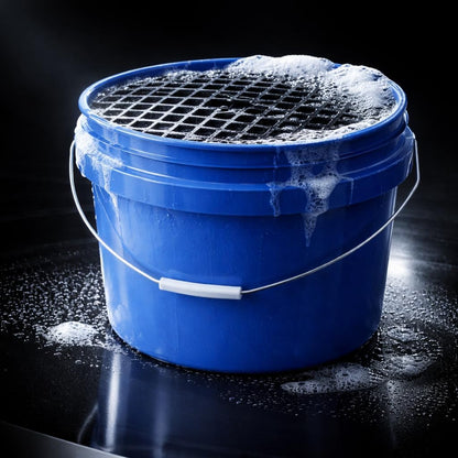 4 Gallon Car Wash Bucket with Grit Screen and Carry Handle, Durable Plastic Cleaning Pail for Auto Detailing, Home, Garage and Utility Use