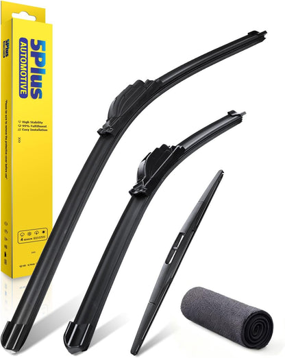 5 PLUS 26"+17" Windshield Wipers Blade Replacement for Nissan 02-06 19-24 Altima/07-12 20-24 Sentra/20-24 Versa Wiper Blades-Front All-Weather Wiper Blades Exact fit J-Hook Type (Pack Of 2)