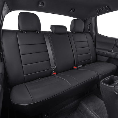 EKR Tacoma Car Seat Covers Custom Fit for Toyota Tacoma (Petrol) 2024 2025 2026 DoubleCab/CrewCab SR/SR5/TRD Sport/TRD Off-Road/Limited -Truck Seat Covers Full Set,Faux Leather(Black)