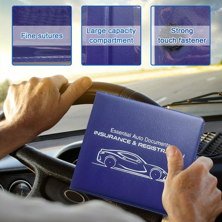 Ziciner Car Registration Insurance Holder, 2Pack Essential Auto Card Document Glove Box Organizer with Touch Fastener, Vehicle Interior Accessories Perfect for Most Car, Truck, SUV (Red/Small Car)