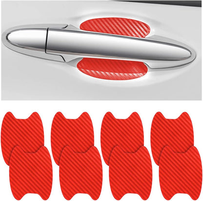 4PCS Sticker, Carbon Fiber Anti-Scratches Car Door Cup Protector, Non-Marking Auto Door Handle Protective Film, Universal for Most Car Handles (Black/4PCS)