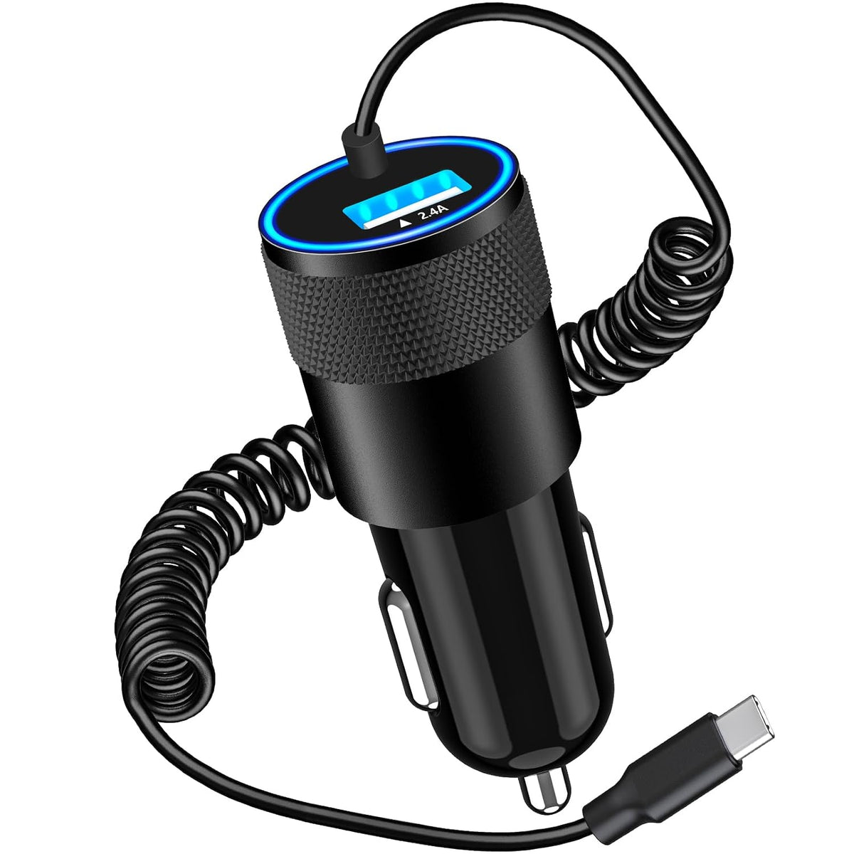 【MFi Certified】iPhone 17 Car Charger Fast Charging, Braveridge 75W USB C PD&QC Car Power Cigarette Lighter USB Charger with 6FT Type C Coiled Cable for iPhone 17/17 Pro Max/16/15/Galaxy S26/S25/Pixel