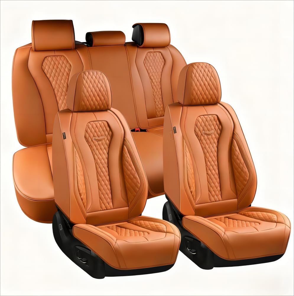 Coverado Seat Covers, Car Seat Covers Full Set, Black Car Seat Cover, Car Seat Covers Front Seats Back Seat Cover, Waterproof Car Seat Cushion, Leather Seat Covers Seat Protector Fit for Most Cars