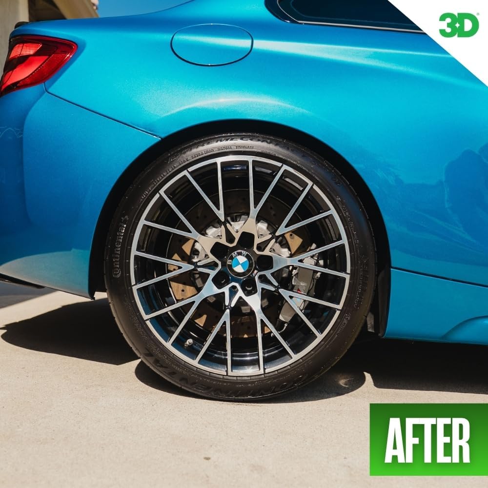 3D Magic Blue Tire Shine Spray - Water Resistant High Gloss Tire & Trim Dressing | Long Lasting Protection | No Sling, No Run Formula | Made in USA |16 oz