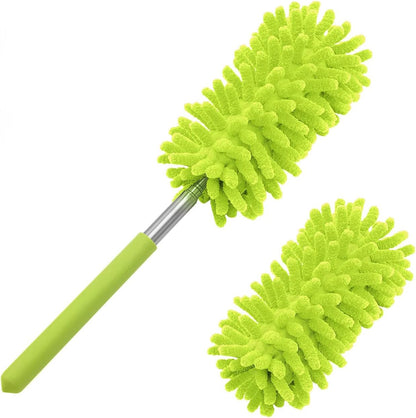 Microfiber Duster for Cleaning, Tukuos Hand Washable Dusters with 2pcs Replaceable Microfiber Head, Extendable Pole, Detachable Cleaning Supplies for Office, Car, Window, Furniture, Ceiling Fan
