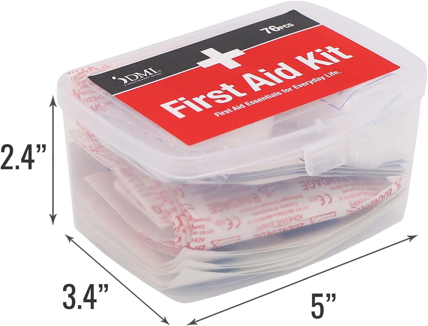 DMI First Aid Kit, Mini 20 Piece Kit, Small and Compact All Purpose Use for Minor Cuts and Scrapes, Durable Water Resistant Case, Convenient and Portable, White, 1 Count