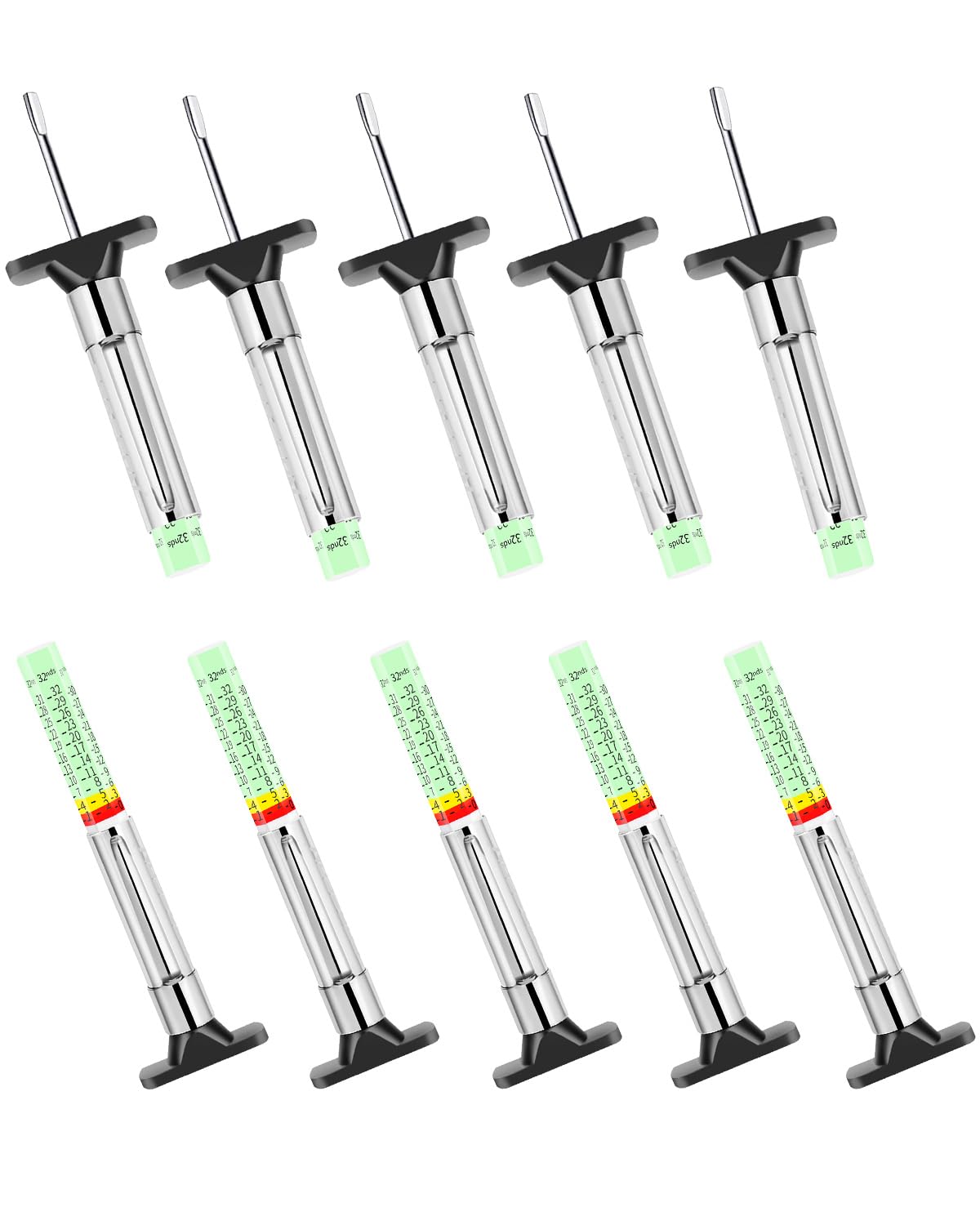 GODESON Tire Tread Depth Gauge, Fluorescent Smart Color-Coded Tire Depth Gauge 32nds,Pocket Clip Tyre Thread Wear Measure Tool for Car, Semi Truck, Motorcycle, Glow-in-The-Dark（Pack of 1）
