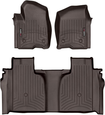 WeatherTech Custom Fit FloorLiners for GMC Sierra 1500 Limited, Silverado 2500HD/3500HD, Silverado 1500-1st & 2nd Row (471436-1-2), Cocoa