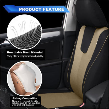 ZIMISI 4PCS Car Front Seat Covers, Comfort Breathable Vehicle Seat Protector Cover, Universal Automotive Interior Accessories for Car, SUV, Truck (Grey/Black)