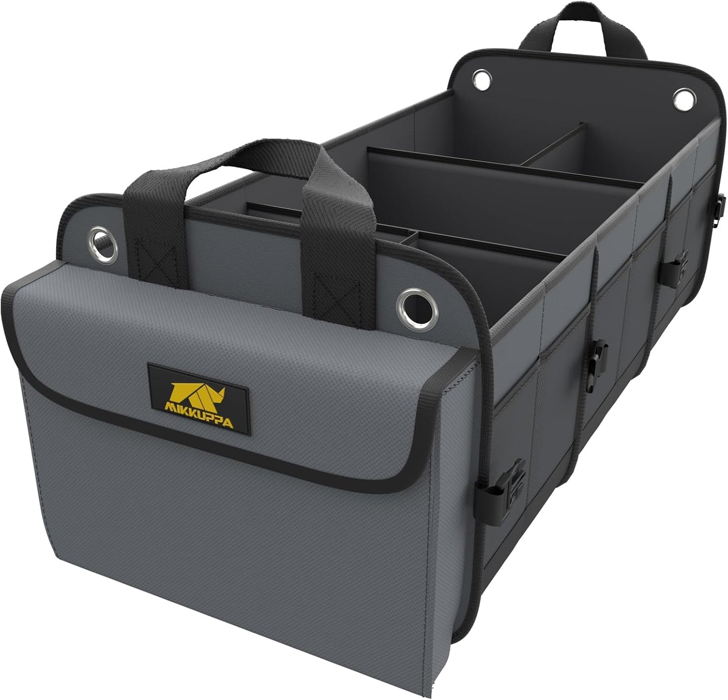 MIKKUPPA Car Trunk Organizer with Cooler - 100L Large Car Organizer, 1680D Oxford Collapsible Suv Trunk Storage with 2 Adjustable Straps for Auto, Truck, Suv (Gray)