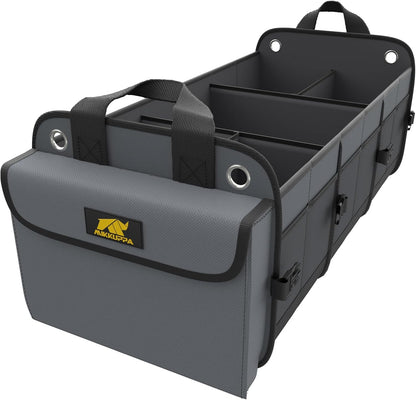 MIKKUPPA Car Trunk Organizer with Cooler - 100L Large Car Organizer, 1680D Oxford Collapsible Suv Trunk Storage with 2 Adjustable Straps for Auto, Truck, Suv (Gray)