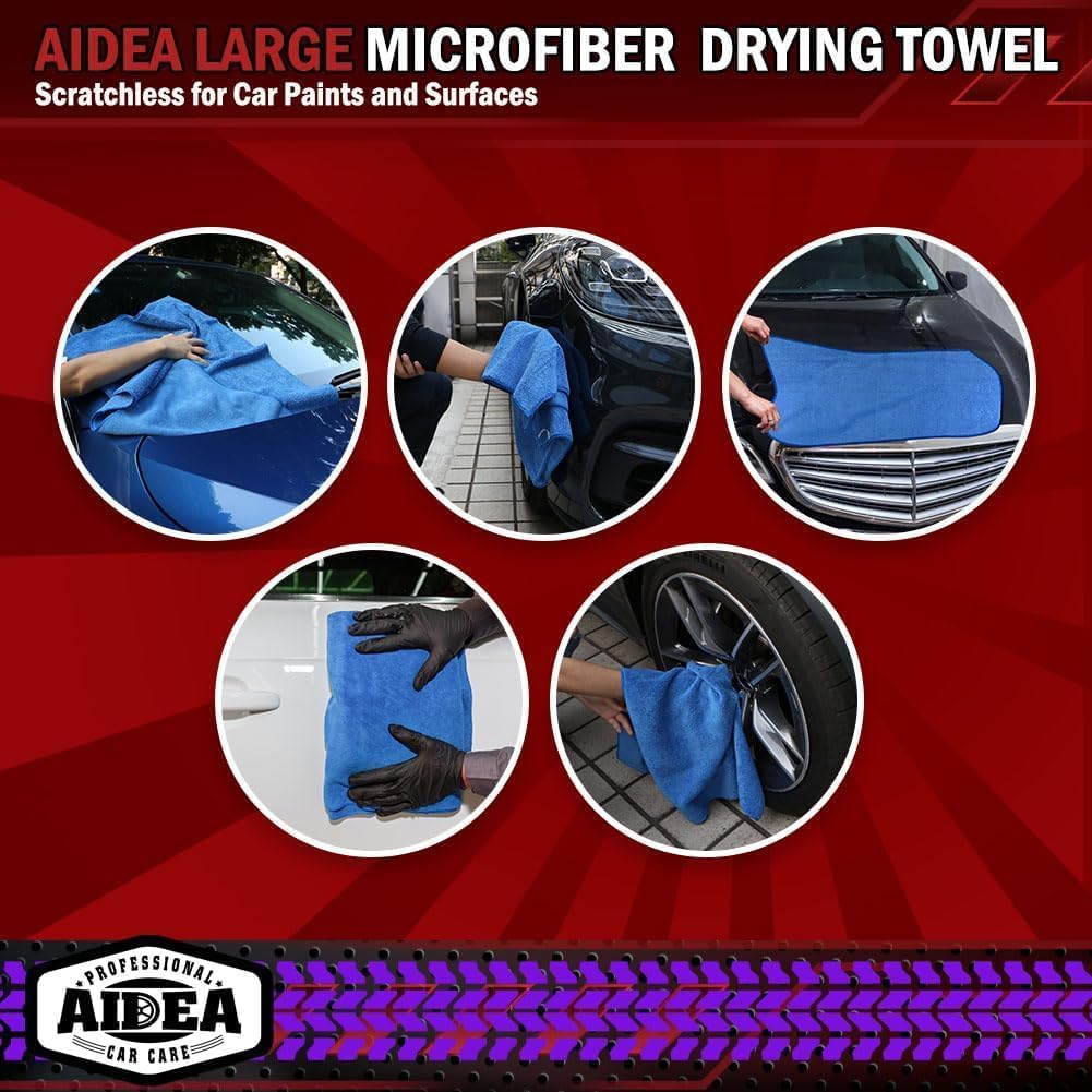 AIDEA Microfiber Cleaning Cloth 24 Pack, Microfiber Towels for Cars, Soft & Absorbent Cleaning Rags, Premium Lint Free Shop Towels for House, Kitchen, Car, 12inx16in
