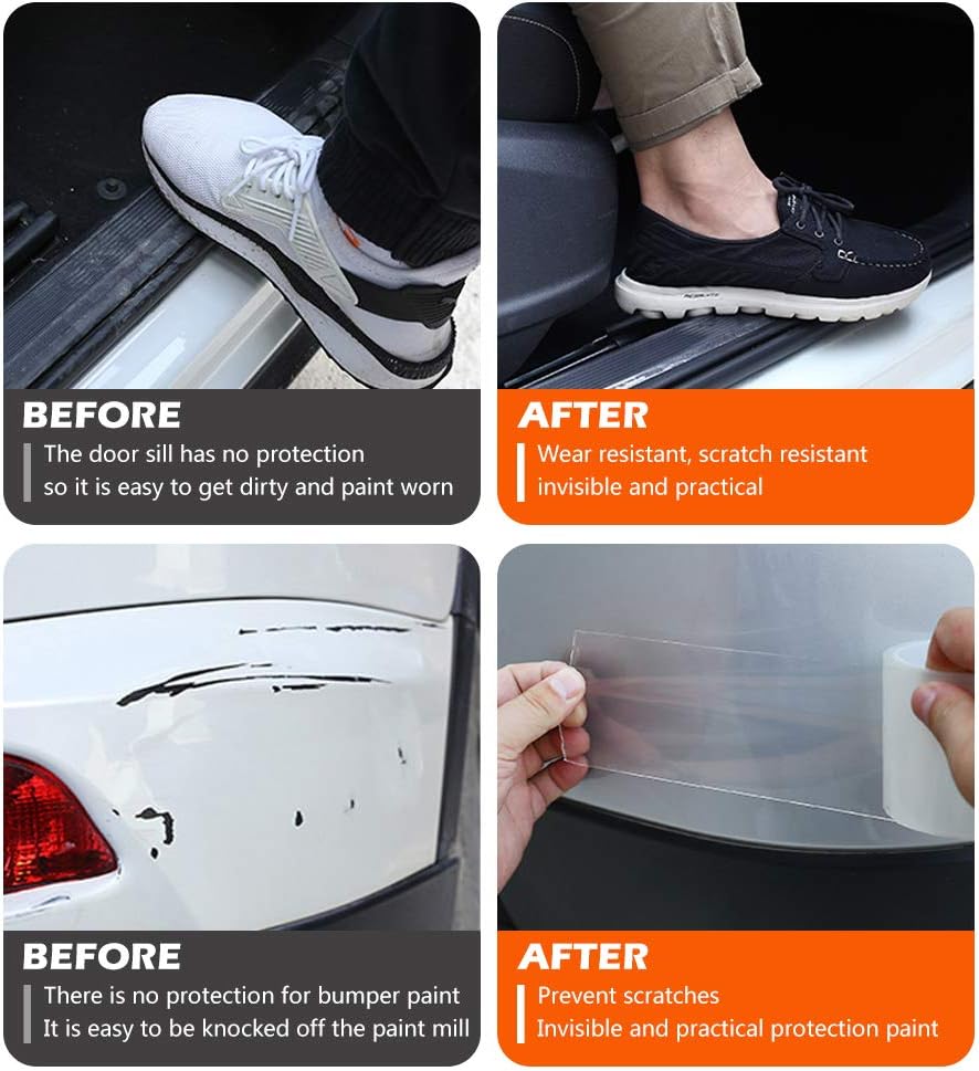 MYFAMIREA Anti-Scratch Anti-Collision Adhesive Strip Car Door Edge Guard Protector Strip Car Door Scuff Plate Protectors Transparent Invisible Tape for Rear Bumper/Door(33Ft x 2In)
