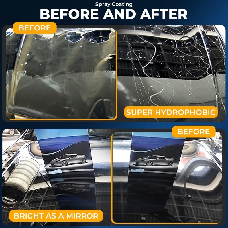 NUAN 2-Pack Nano Hydrophobic Ceramic Coating, 300ml Car Coating Spray Kit, Easy-to-Spray Auto Paint Protection, Includes Microfiber Cloth for Vehicle Shine & Protection