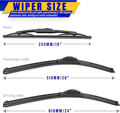 3 wipers Replacement for 2019-2023 2024 2025 2026 Subaru Forester, Windshield Wiper Blades Original Equipment Replacement - 26"/17"/14" (Set of 3) - Colors A