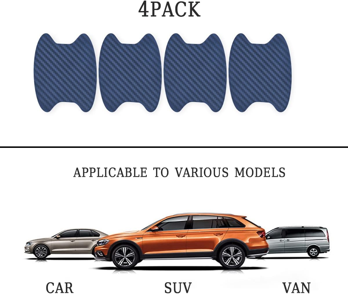 4PCS Sticker, Carbon Fiber Anti-Scratches Car Door Cup Protector, Non-Marking Auto Door Handle Protective Film, Universal for Most Car Handles (Black/4PCS)