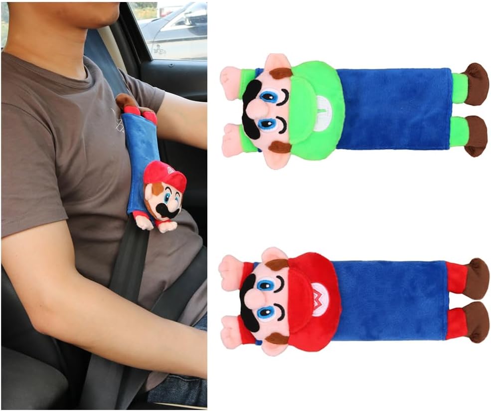 HODRME Car Seat Belt Covers for Kids-Cute Plush Safty Belt Protector Cushions Shoulder Pads, School Bag Strap Covers, Baby Carriage Strap Covers, 2 Pieces