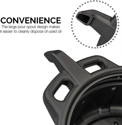 NEIKO 20760A 4 Gallon (16L) Anti-Splash Drain Container with Pour Spout, Black Plastic Drip Catcher for Fluid Changes