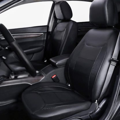 Flying Banner Carbon Fiber Leather Vehicle Seat Covers, Leopard Gray Black, Universal Fit - 8PCS