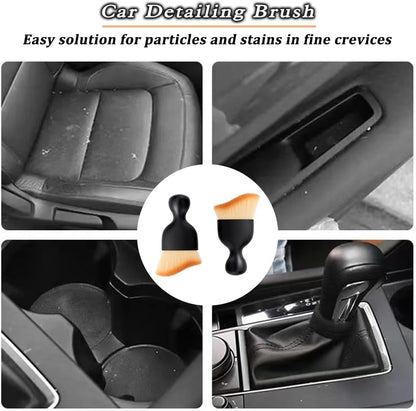 2 Pcs Car Detailing Brush, Car Wash Brush, Car Interior Cleaning Brush Ideal for Interior, Exterior, Dashboard, AC Vents, Leather & Engines, Soft Bristles (Yellow, 2 Pcs)