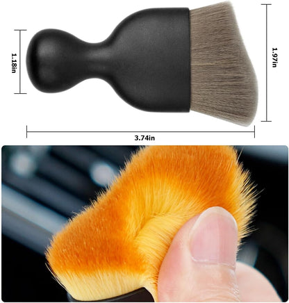 Blilo Car Interior Detailing Brush, Auto Soft Hair Cleaning Brushes, Curved Dirt Dust Collectors, Removal Tool for Dashboard Air Conditioner Vents Leather, Scratch Free (Black/1PCS)