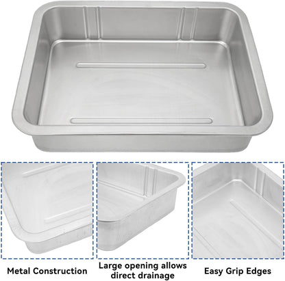 Oil Drain Pan, Universal Metal Oil Change Container with Easy Grip Edges 7-8L Capacity for Cars Motorcycles Boats, Durable Construction for Professional Mechanics and DIY Enthusiasts