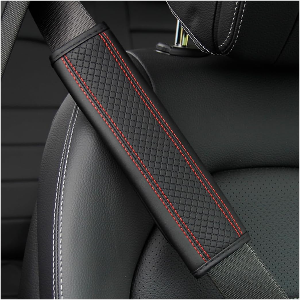 Osilly 2PCS Car Seat Belt Cover, Carbon Fiber Seatbelt Shoulder Protection, Soft Car Seat Belt Strap Cushion Protect Your Neck and Shoulder, Car Accessories Seat Belt Pad for Car Truck (Red)