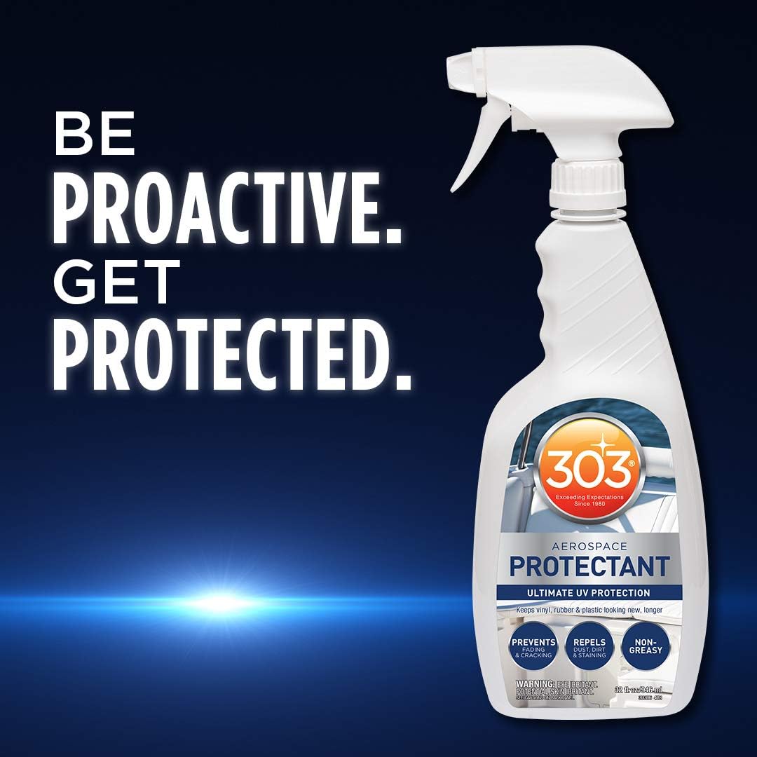 303 Products Marine Aerospace Protectant Spray, UV Protection for Boat Vinyl & Surfaces – Repels Dust, Dirt & Staining, Matte Finish, Restores Like-New Appearance, 32 oz