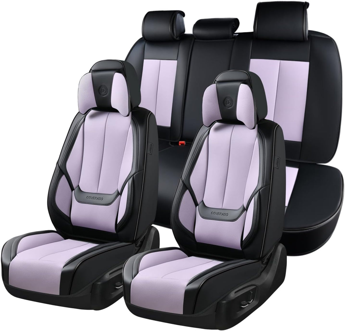 Coverado Seat Covers Full Set, Black Seat Covers for Cars 5 Seats, Car Seat Protector, Waterproof Nappa Leather Car Seat Cushion, Front and Rear Car Seat Cover Fit for Most Sedans SUV Pick-up Truck - Colors B