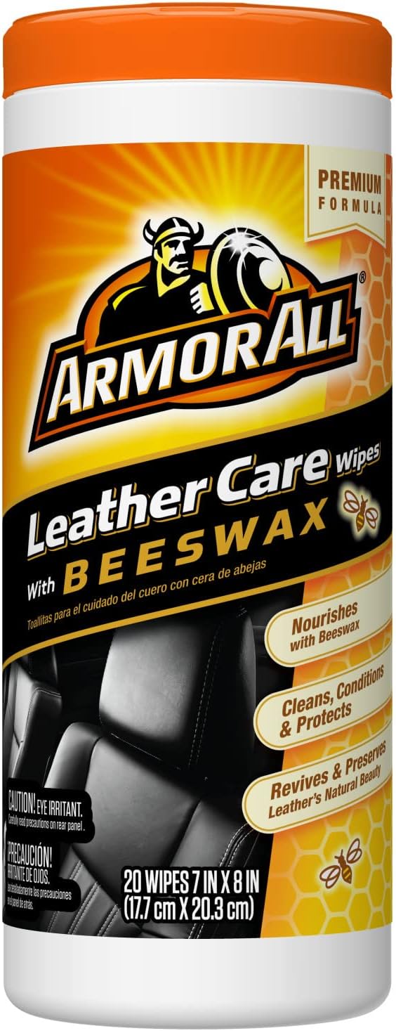 Armor All Car Interior Cleaner Leather Wipes - Cleaning for Cars & Truck & Motorcycle, 20 Count (Pack of 6), 10881