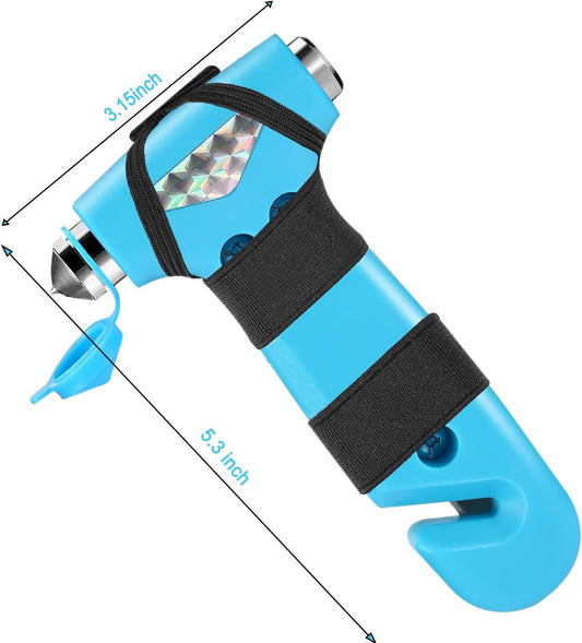 2 Pack Car Safety Hammer, 3-in-1 Emergency Escape Tool Window Breaker and Seat Belt Cutter with Light Reflective Tape for Family Safety Emergency Car Escape Tool
