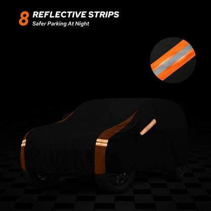 10-Layer Car Cover Waterproof All Weather for Automobiles, Soft Cotton Lining Outdoor Full Covers with Door Zipper, Universal Fit for Sedan 196"-208" L, Size A6 (See Size Chart)