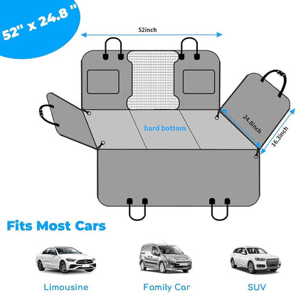 URPOWER 2026 Upgraded Back Seat Extender for Dogs - Large Hard Bottom Dog Car Seat Cover Holds 550lbs, Waterproof Dog Hammock Pet Bed with High-Density Foam Non-Slip Backseat Protector