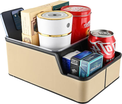 Car Storage Organizer Between Seats,Center Console Armrest Storage Box Back Seat Organizer with Small Compartment Car Interior Storage Box,Cup Holder Tray with Non-slip Mat(Black)