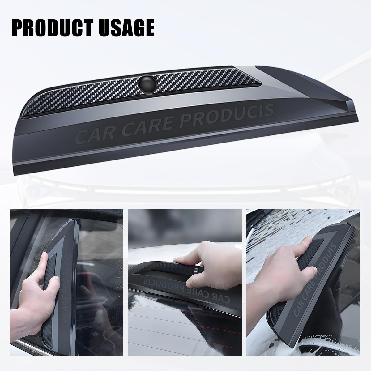 Car Window Squeegee, Silicone Vehicle Glass Water Cleaning Wiper Blade for Drying, Professional Automotive Mirror Scraper Cleaner Accessories, Universal for SUV, Sedan, Truck