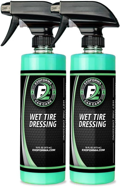 ExoForma Wet Tire Dressing Spray - Extremely High Shine Tire Dressing for That Wet Look - No Sling, Non-Greasy Silicone Formula with UV Protection - Easy to Apply, Minimal Cure Time - 16 fl oz