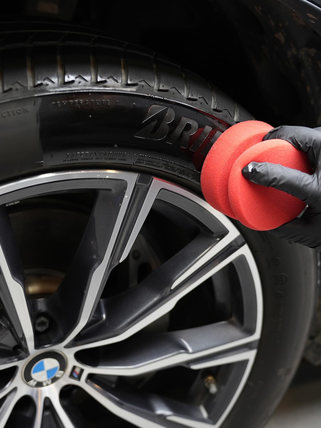 SPTA Tire Shine Applicator, 6Pcs Foam Applicator Pads, Round Shape Side Pressing Hand Polishing Sponge Pads Kit Tire Shine Applicator Pad Tire Dressing Applicator Pad for Applying Tire Shine